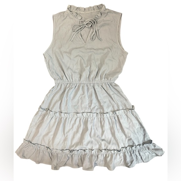 Cupshe Ruffled Tie Neck Mini Dress – Light Blue – NWT - Picture 3 of 8